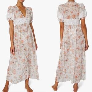 WeWoreWhat Lace Duster in Crinkle Chiffon Floral Toile Cottagecore Womens Size M